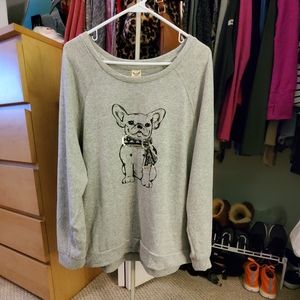 Faded Glory Grey French Bull Dog Top